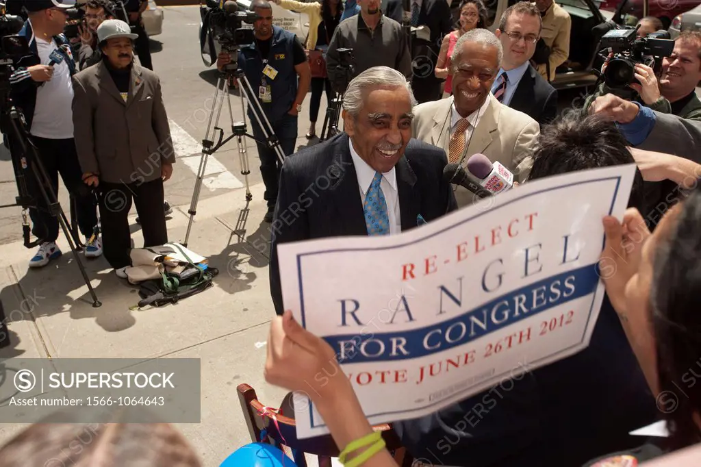 Harlem Congressman Charles Rangel appears at an endorsement for his re-election in front of the Bronx County Courthouse in New York The 81 year old Ra...
