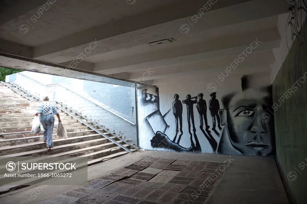 Underpass and mural, Kiev, Ukraine, Europe