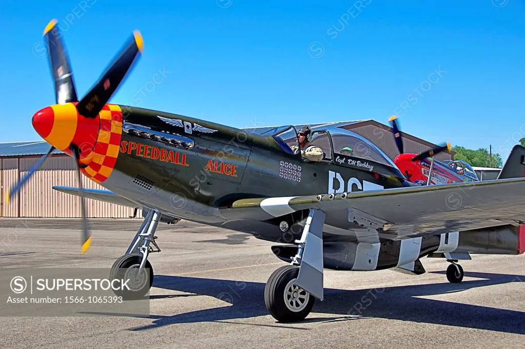 ´Speedball Alice´, P-51D WW2 Fighter Aircraft taxiing at Nampa Airport