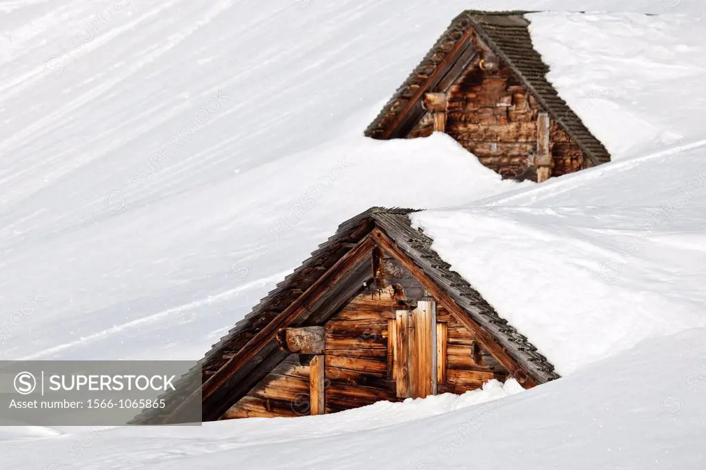 Old Houses Trapped By a Snow Storm, Switzerland