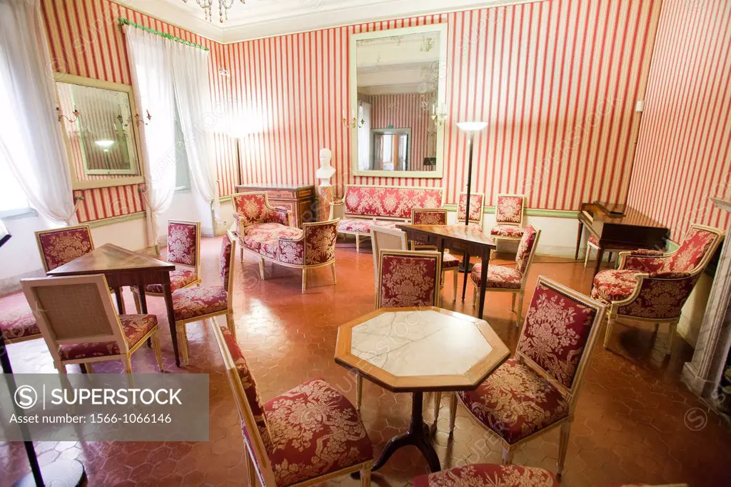 sitting room, home of napoleon bonaparte, ajaccio, corsica, france, europe