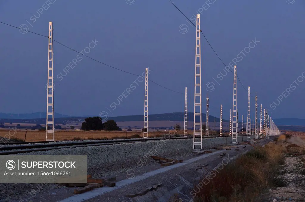 Railway, Bonete, Albacete province, Castilla-La Mancha, Spain