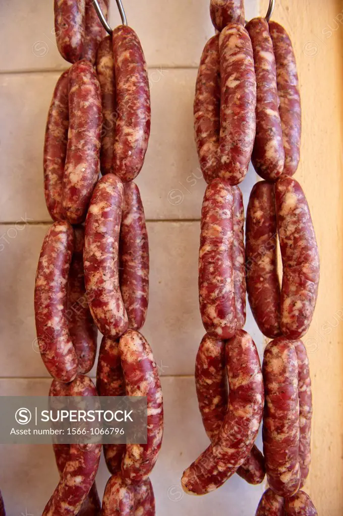 Syros Sausages ´skordoloukanika´ sausages with garlic, Syros Island , Greek Cyclades Islands