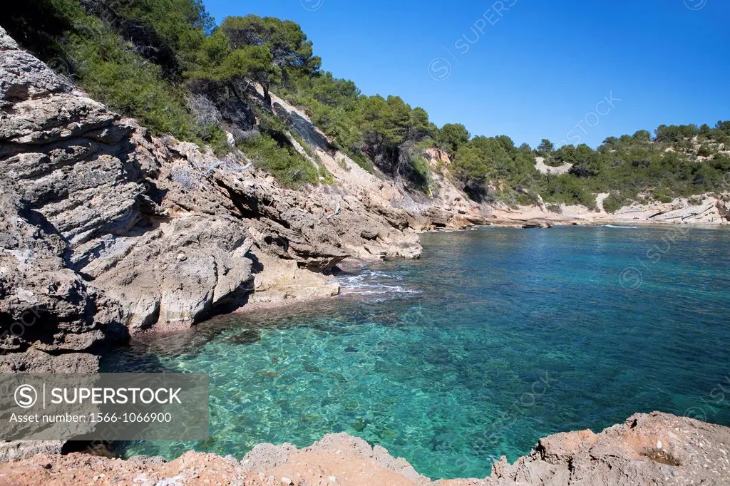 Landscape of Perello beach, and Mediterranean sea  Tarragona province  Spain