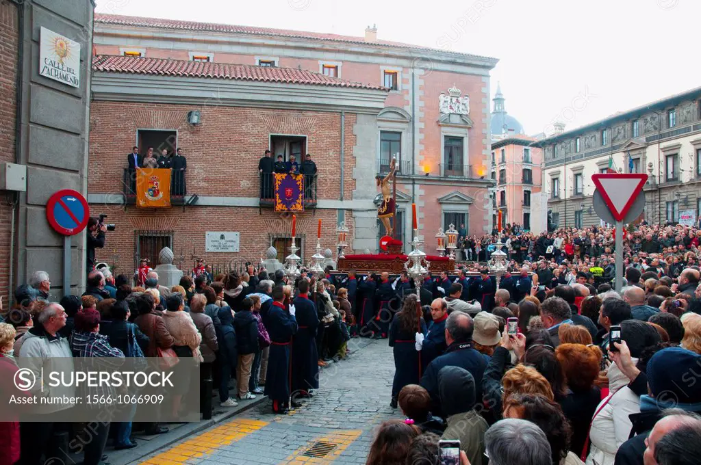 Halberdier´s Christ procession. Sacramento street, Madrid, Spain.