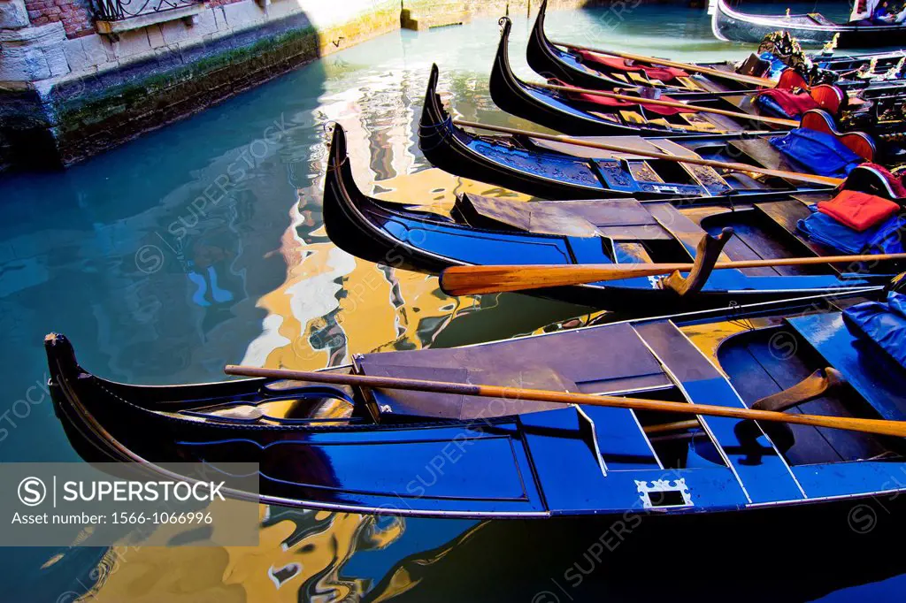Gondolas in a canal  Venice, Italy
