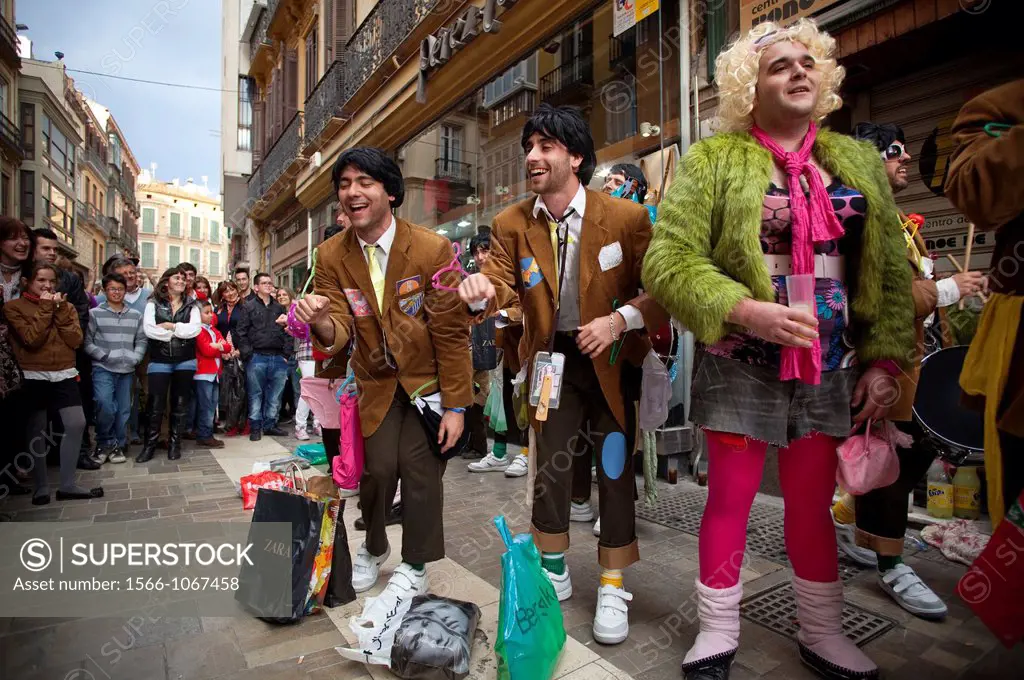 ´Murga´ street, singing for carnival  Malaga, Andalusia, Spain, Europe