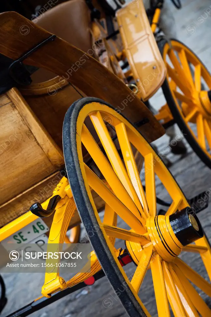 Spain, Andalucia Region, Seville Province, Seville, Horse carriage, Plaza del Triunfo