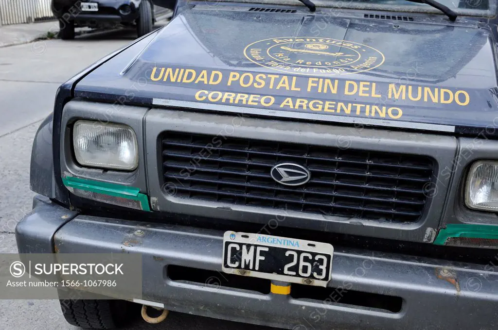 vehicule of the southernmost post office in the world, Ushuaia, Tierra del Fuego, Patagonia, Argentina, South America
