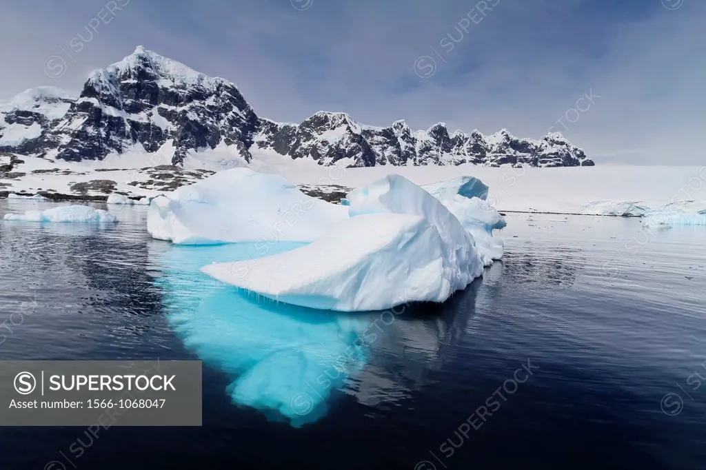 Grounded iceberg near Wiencke Island in the Palmer Archipelago, Antarctica, Southern Ocean