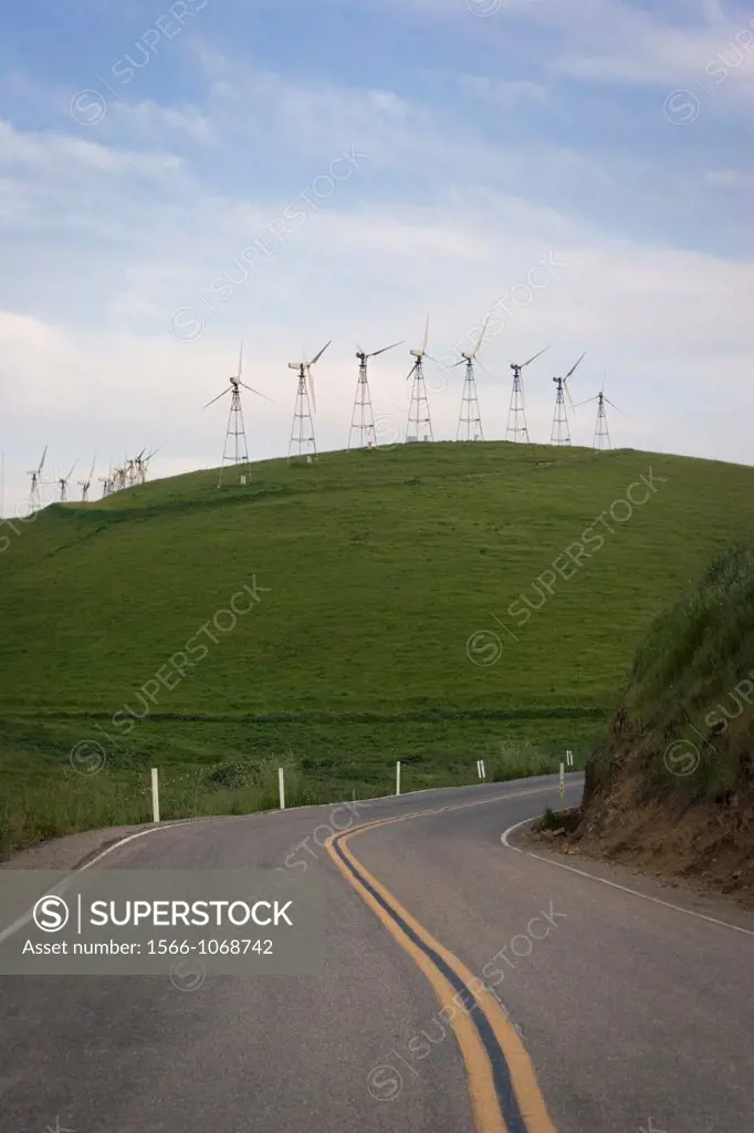 Windmills at Altamont Pass Wind Resource Area in Alameda County, California, USA