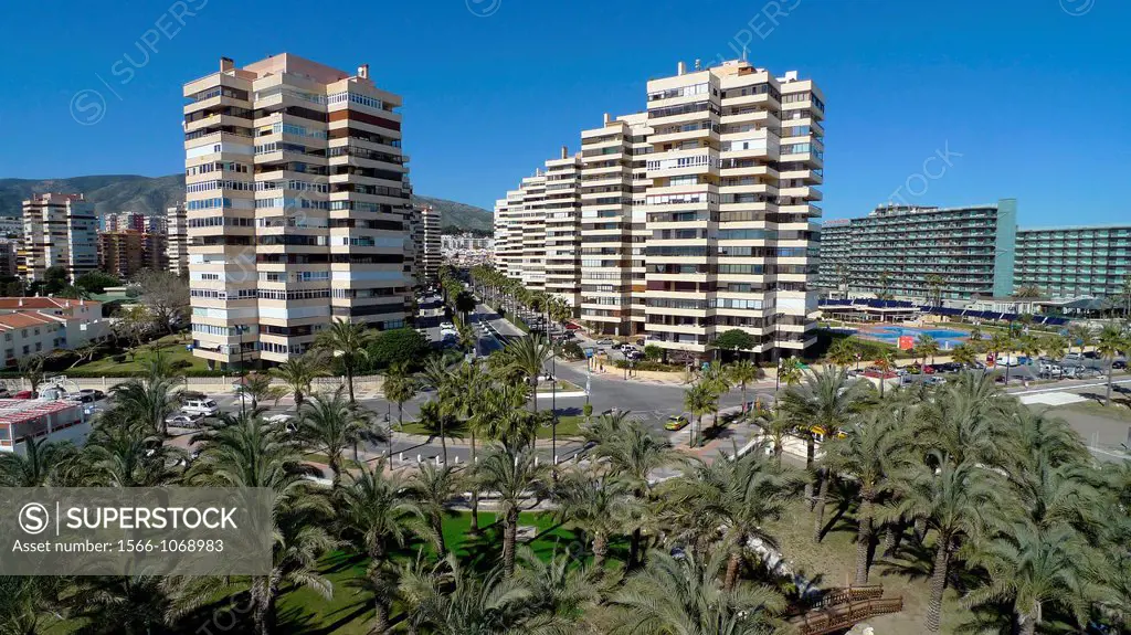 Playamar aerial view, Torremolinos, Andalucía, Málaga, Spain