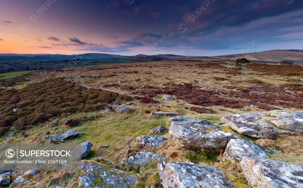 View over the Dartmoor National Park from Buckland Beacon, Buckland in the Moor, Devon, England, United Kingdom, Europe