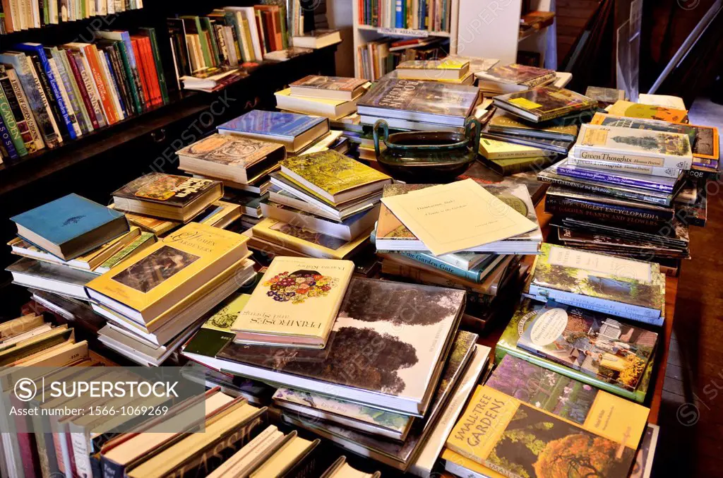 Collection of gardening books, antiquarian book store, West Cornwall, Connecticut, USA