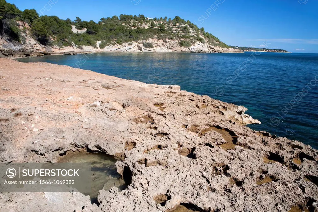 Landscape of Perello beach, and Mediterranean sea  Tarragona province  Spain