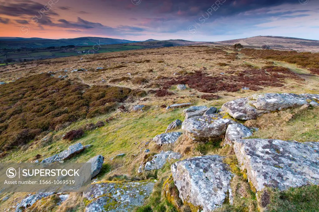 View over the Dartmoor National Park from Buckland Beacon, Buckland in the Moor, Devon, England, United Kingdom, Europe