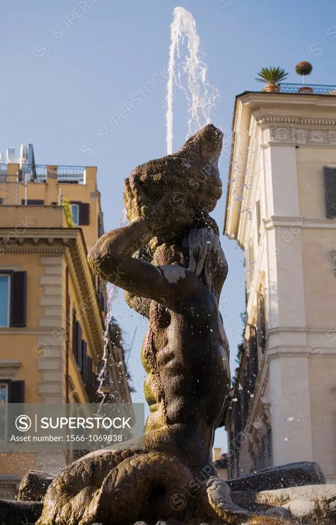 Fountain of Triton, Fontana del Tritone, Piazza Barberini, Rome, Italy.