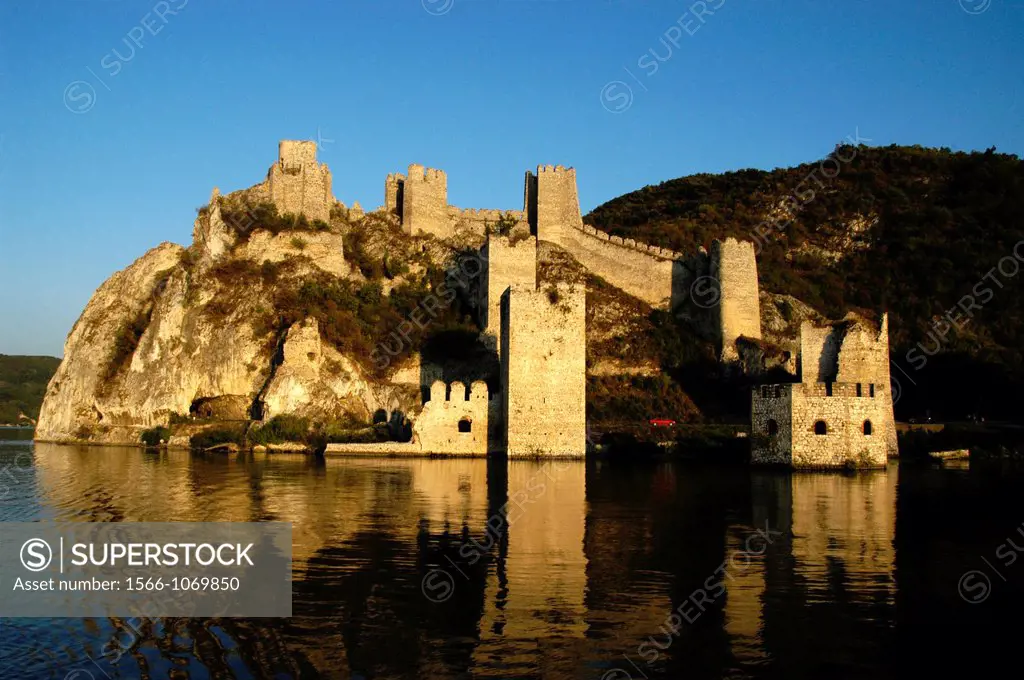 Golubac Fortress 14th Cent at the entrance to the Iron Gate of the Danube River, Serbia
