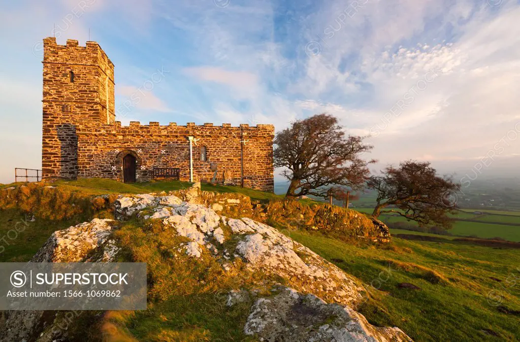 The Church of St Michael on Brent Tor on the edge of the Dartmoor National Park