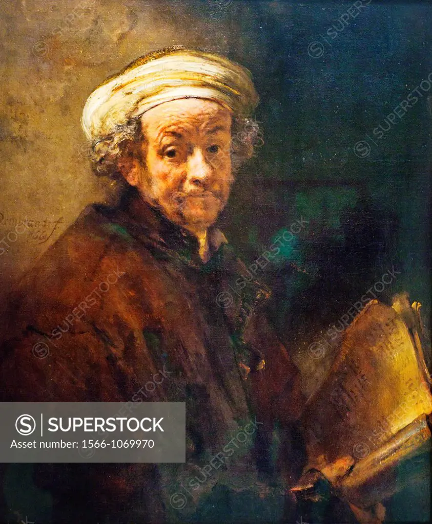 The painting by Rembrandt ´Selfportrait as apostle Saint Paul, 1661, Rembrandt Harmensz van Rijn 1606-1669 Dutch  Oil on canvas, Rijksmuseum, Rijks mu...