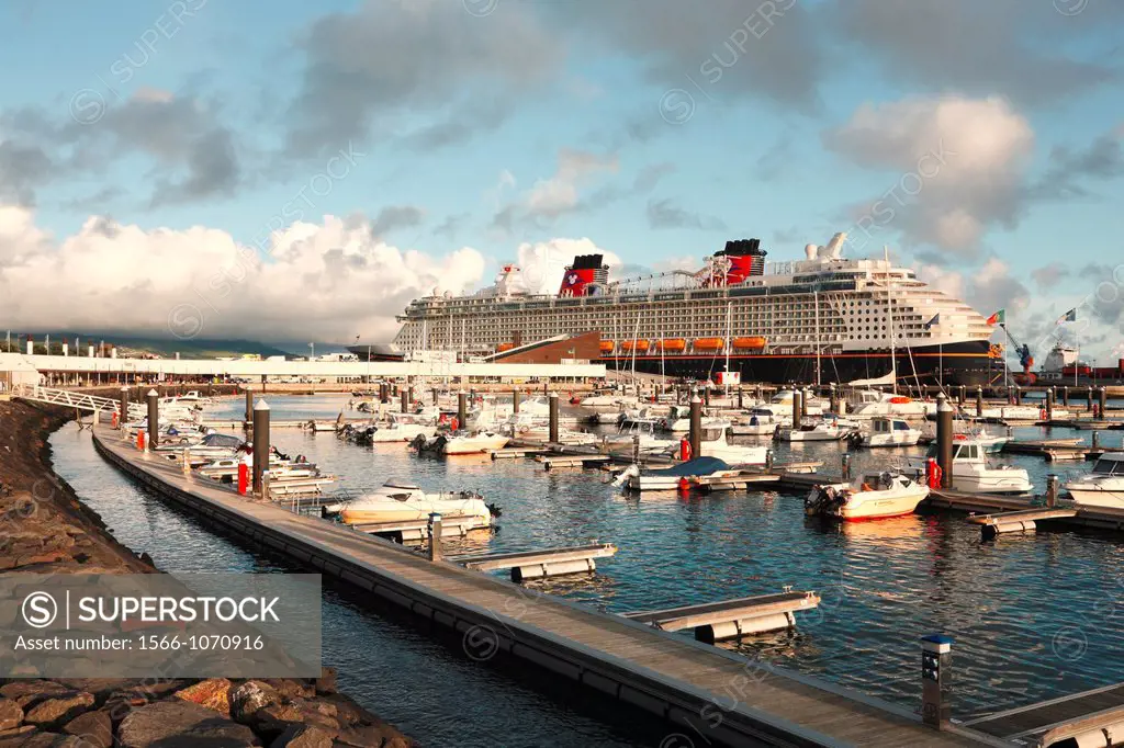 The Disney Fantasy at Sao Miguel island, Azores, for a technical stop-over before being christened