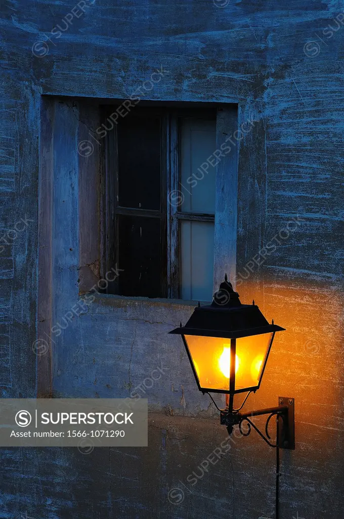Lantern and window, Calatayud, Zaragoza province, Aragón, Spain