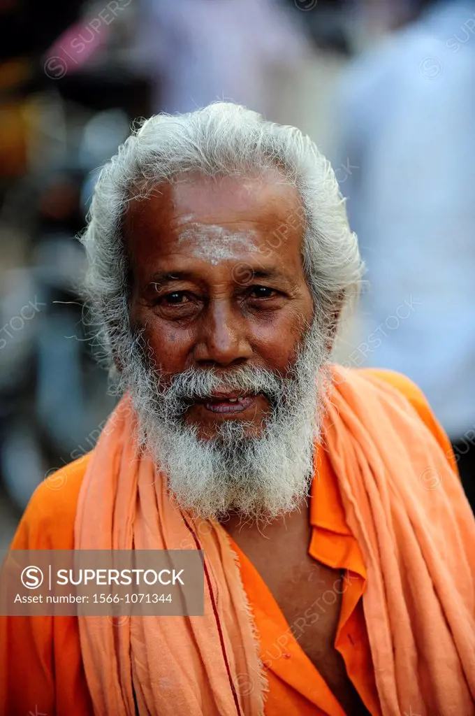 Portrait of holy man in Madurai,Tamil Nadu,South India,India,Asia