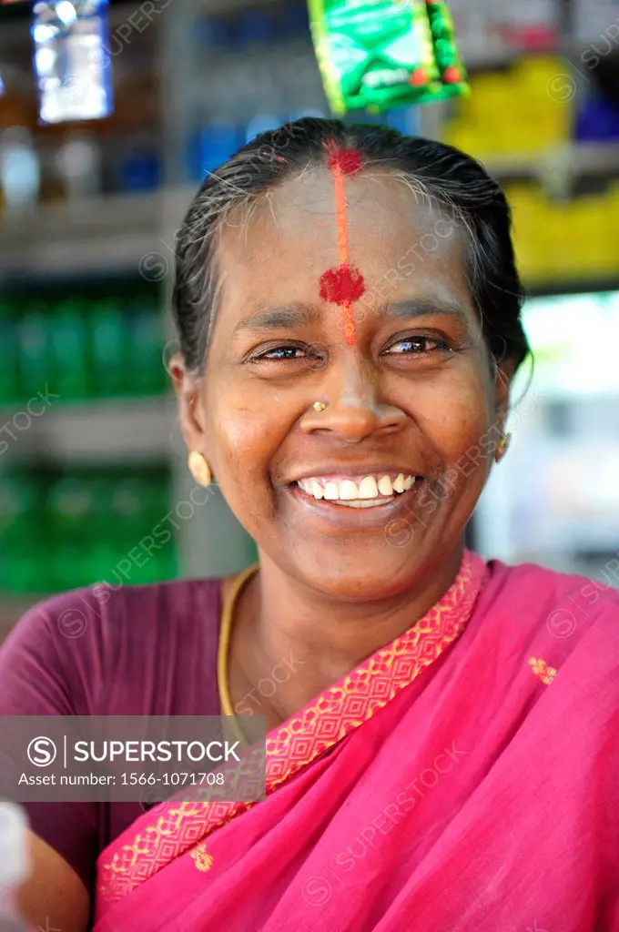 Happy woman smiling portrait in Puducherry Pondichery,Tamil Nadu,South India,Asia