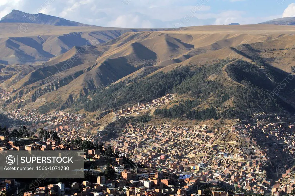 La Paz city from El Alto, Bolivia