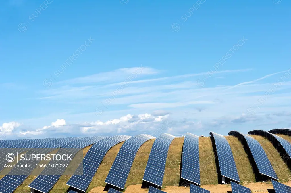 Europe, France, Alpes de Haute Provence region Puimichel, the Mees Solar Farm, solar panels