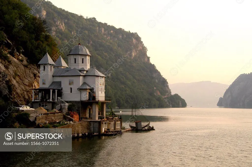 Romania, Manastirea Mracuna in the Iron Gates Gorge of the Danube River