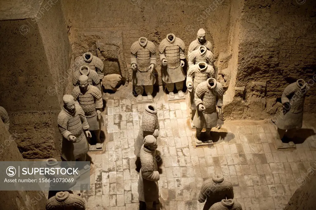 Terracotta warriors from the tomb of First Emperor Qinshihuang in Xi´an Museum, Shaanxi, China