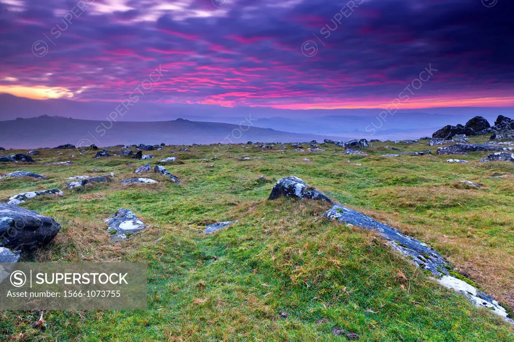 View from Cox Tor towards Feather Tor And Vixen Tor, Dartmor National Park,