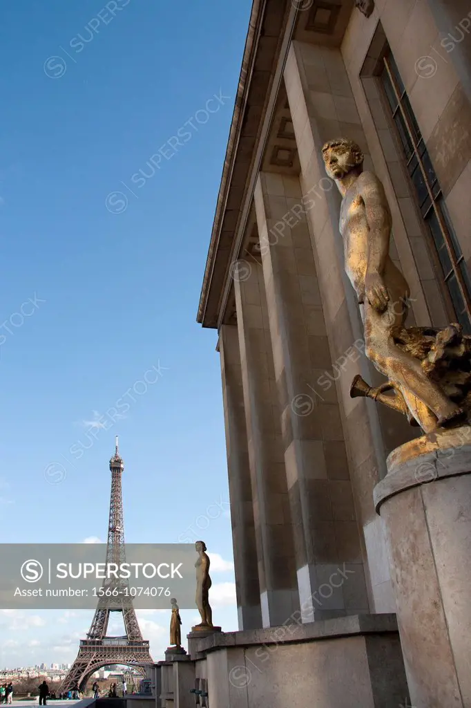 Trocadéro, Tour Eiffel and Chaillot palace, Paris, France