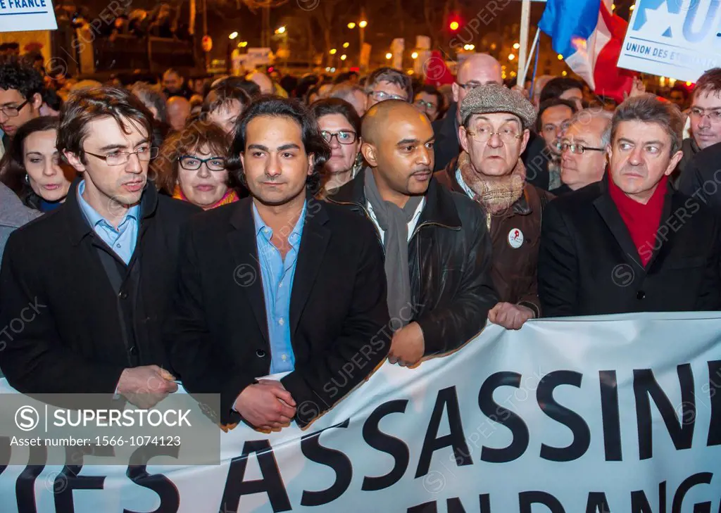 Paris, France, Jewish People in Silent March After Terrorist Attack Against a Jewish Shool in Toulouse, Jean-Luc Mélanchon, Presidential Candidtae, 19...