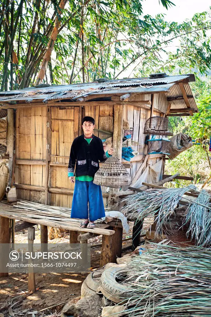 Man, Hmong hill tribe ´also called Meo´, Kiw Kran village near Chiang Khong, Chiang Rai Province, Thailand.