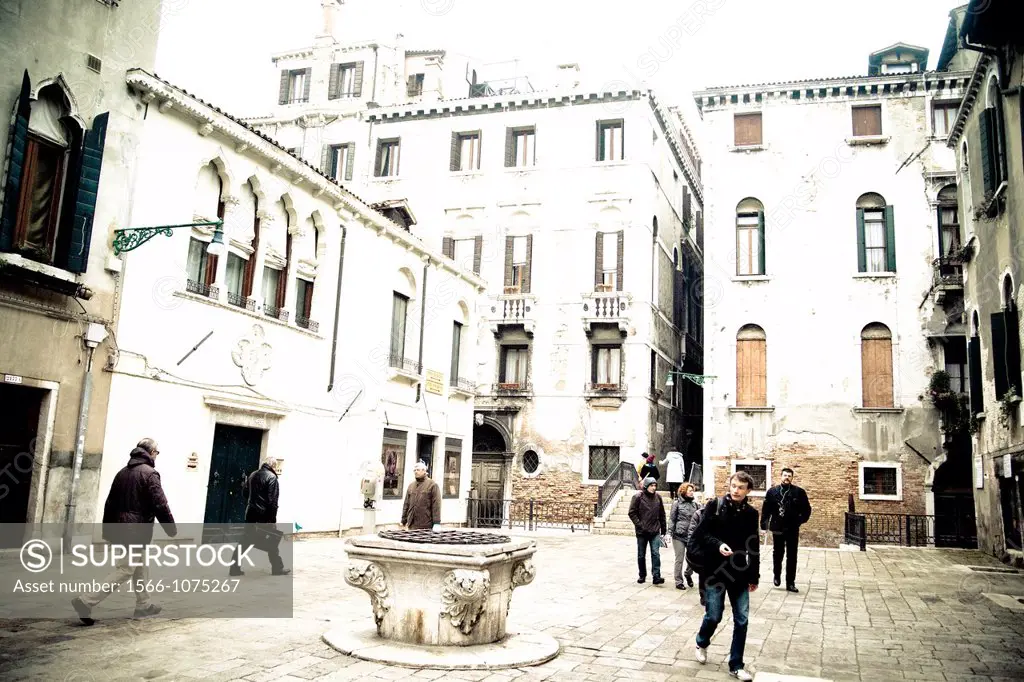 Square in San Polo, Venice, Veneto, Italy