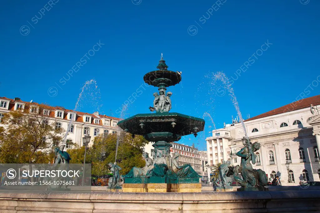 Rossio square Baixa district central Lisbon Portugal Europe