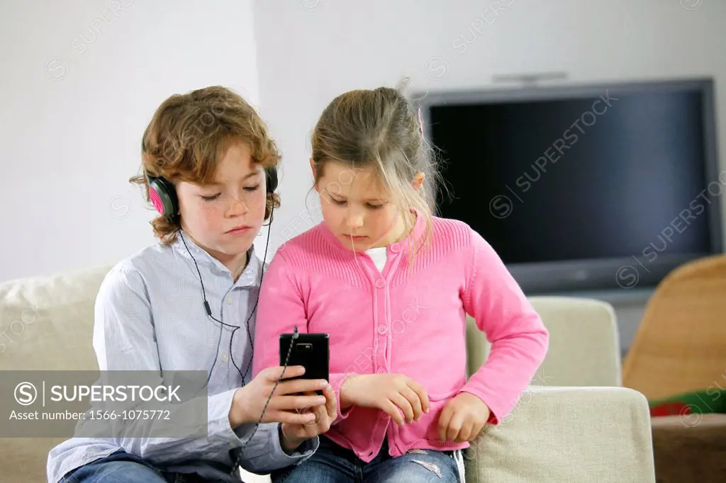 Children using smartphone