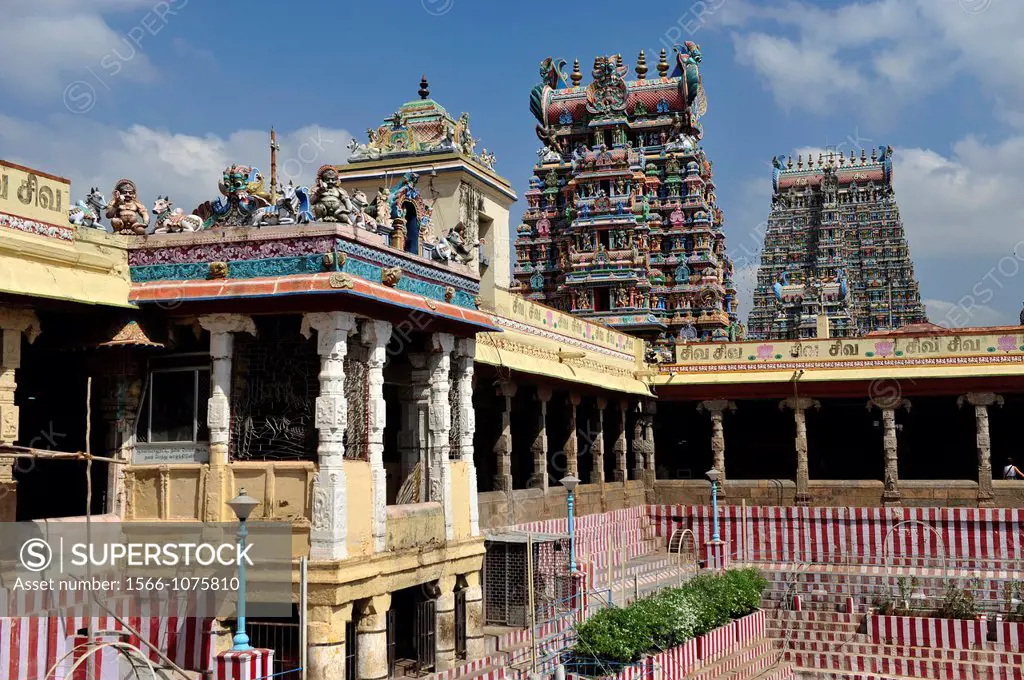 Meenakshi hindu temple in Madurai,Tamil Nadu,South India,India,Asia