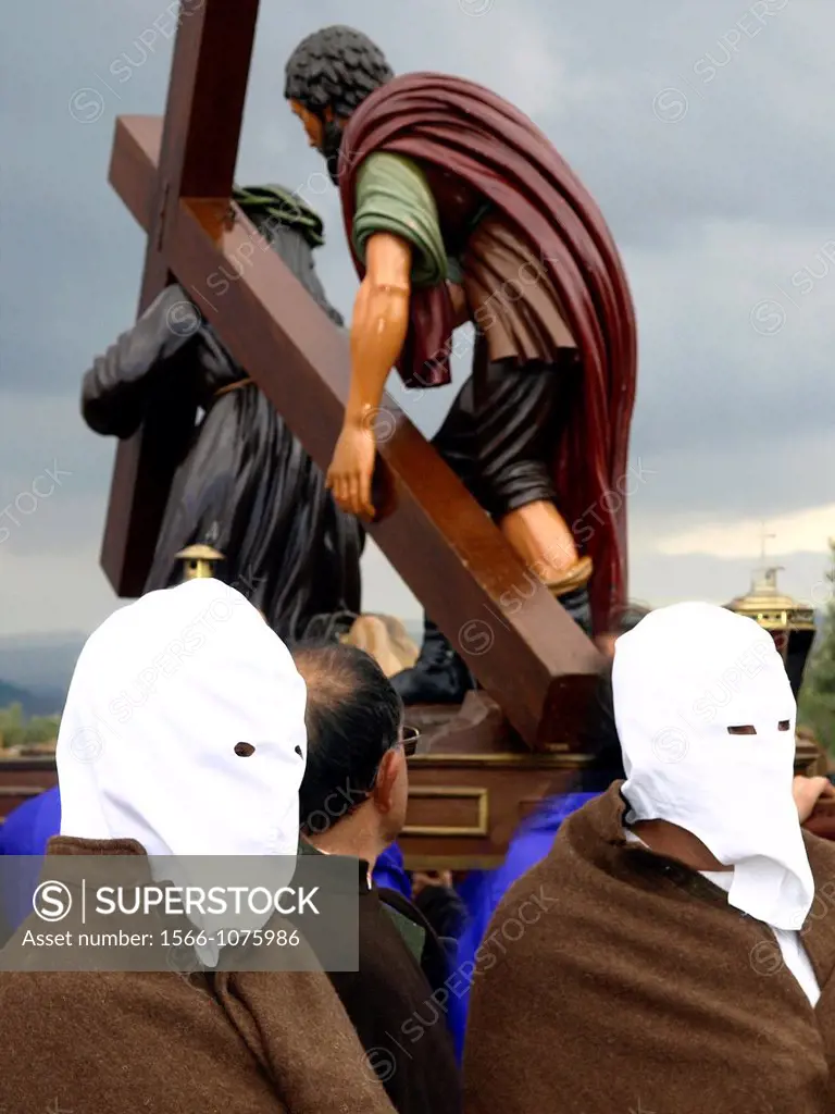 Picaos penitents in San Vicente de la Sonsierra La Rioja during the celebration of the Holy Easter 2012
