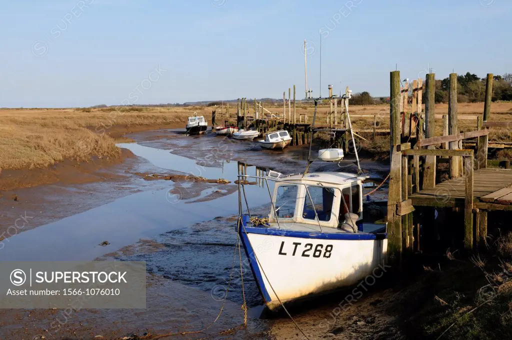 Boats at Thornham, Norfolk, England, UK
