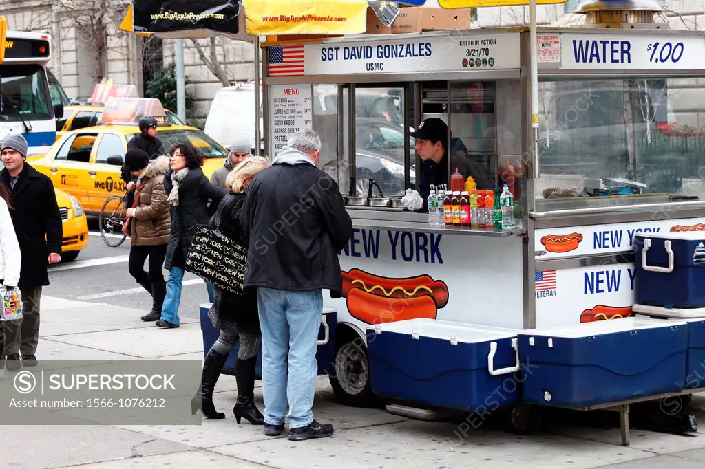 Food cart vendor , hot dog , new york