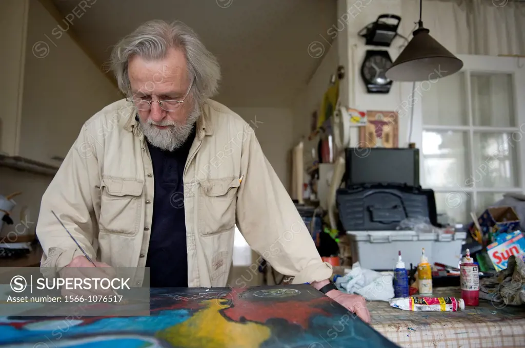 Portrait of the 72 year old Gerard, who is still actively working as a spiritual coach, painter and researcher.