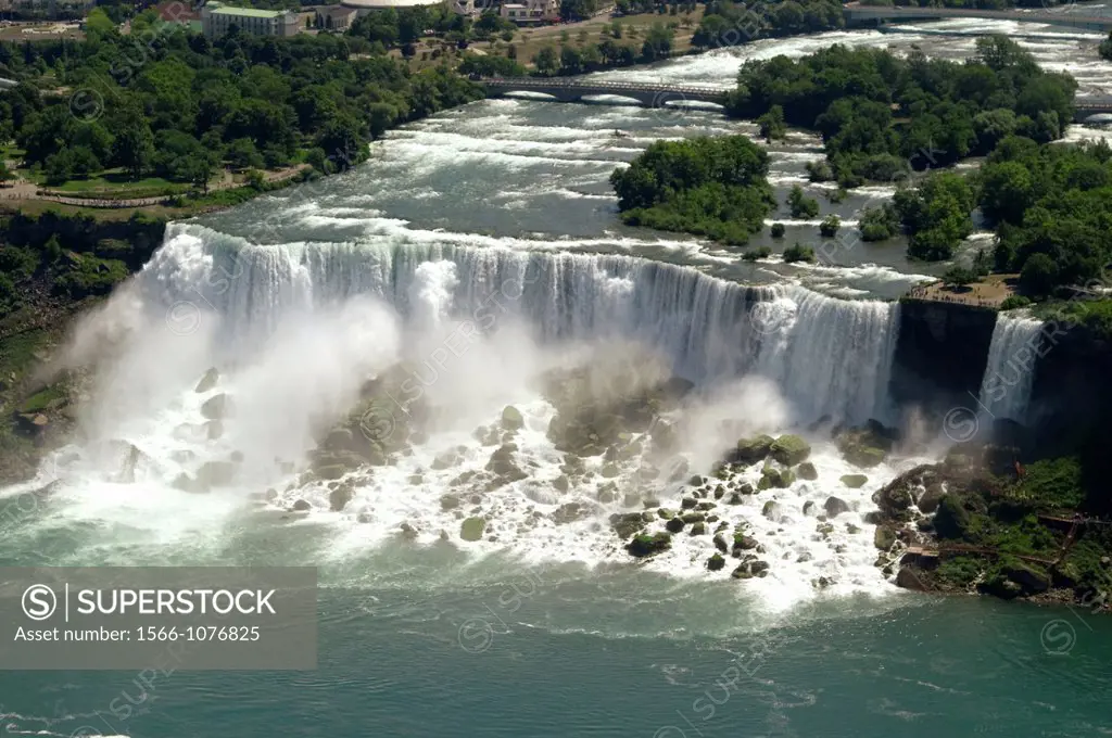 Niagara River and the American Falls at Niagara Falls in New York State