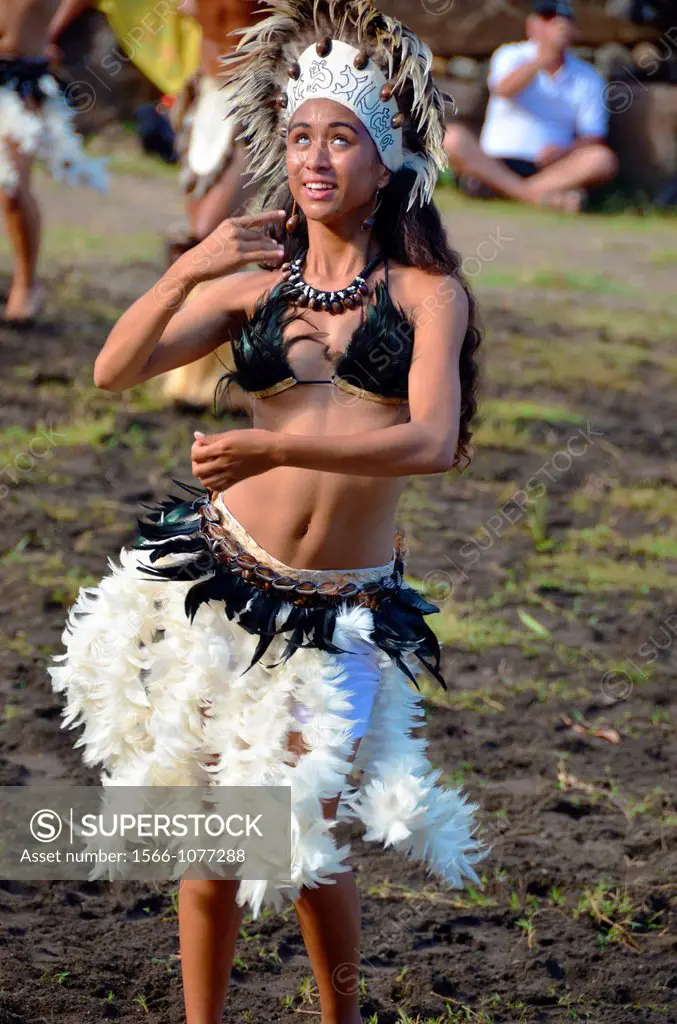 Dancer from Rapa Nui at Marquesan festival, Taipivai, Nuku Hiva, Marquesas Islands, French Polynesia