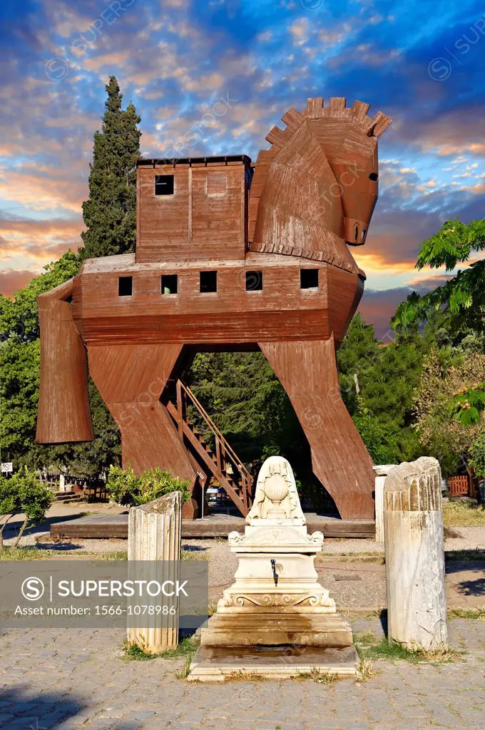Replica of the wooden horse of Troy archaeological site, A UNESCO World Heritage Site, Turkey