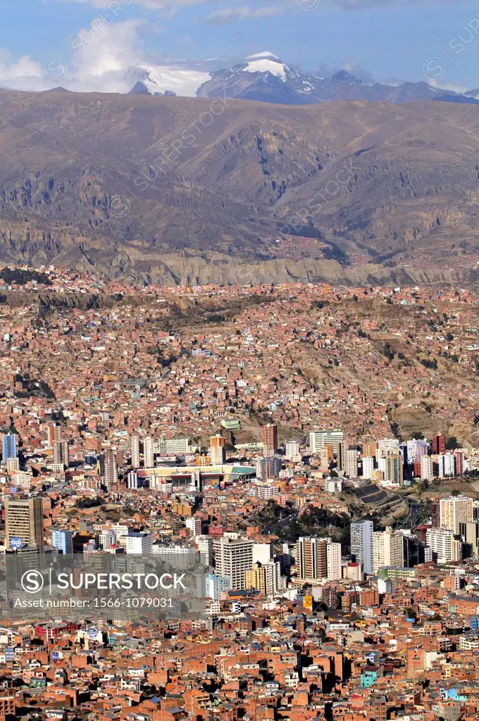 La Paz city from El Alto, Bolivia