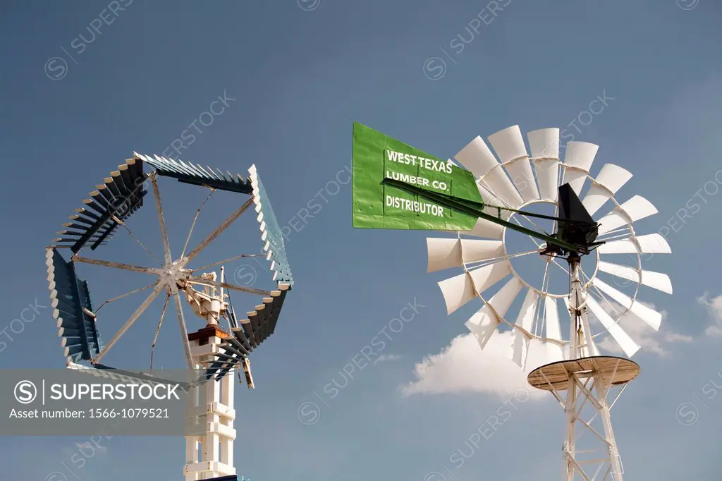 Jackson, Nebraska - Historic windmills displayed outside the entrance to the L P  Gill Landfill