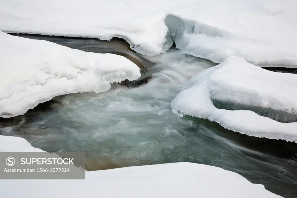East Branch of the Pemigewasset River in Lincoln, New Hampshire USA during the winter months